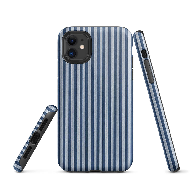 Load image into Gallery viewer, Blue White Textile Striped iPhone Case Hardshell 3D Wrap Thermal Plain Color CREATIVETECH