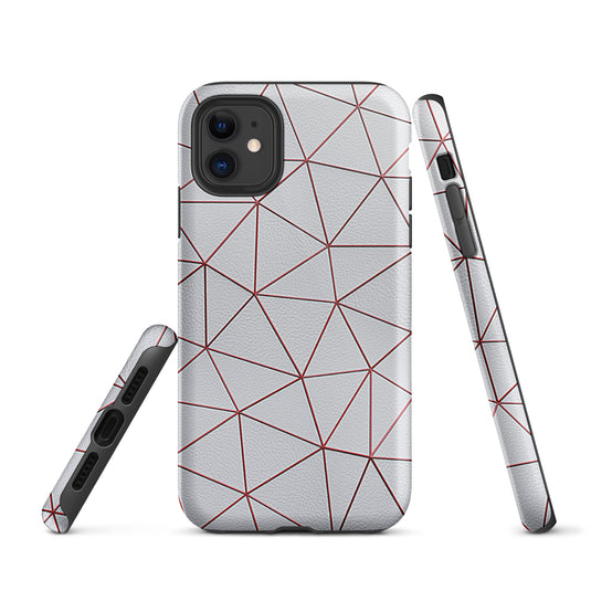 Polygon White Red Leather iPhone Case Hardshell 3D Wrap Thermal CREATIVETECH