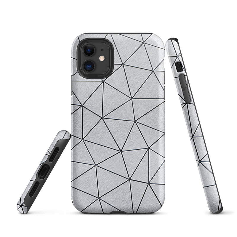 Load image into Gallery viewer, Polygon Black White Leather iPhone Case Hardshell 3D Wrap Thermal CREATIVETECH