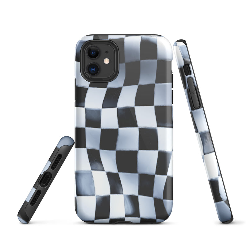 Load image into Gallery viewer, Wavy Chess Wall iPhone Case Hardshell 3D Wrap Thermal CREATIVETECH
