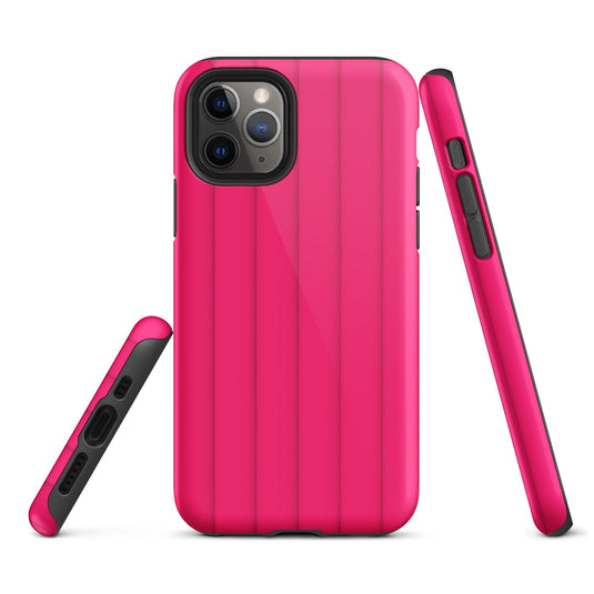 Berry Red Pink Ribbed Colorful iPhone Case Double Layer Impact Resistant Tough 3D Wrap Matte or Glossy Finish CREATIVETECH