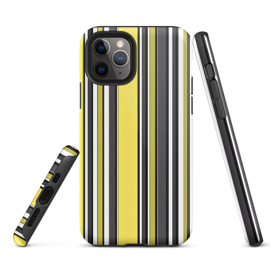 Yellow Black White Ribbed Colorful iPhone Case Double Layer Impact Resistant Tough 3D Wrap Matte or Glossy Finish CREATIVETECH