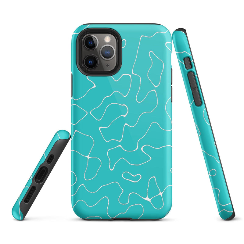 Load image into Gallery viewer, Abstract Organic Marine Blue Green Colorful Hardshell iPhone Case Double Layer Impact Resistant Tough 3D Wrap Matte or Glossy Finish CREATIVETECH