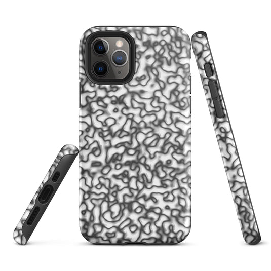 Black White Organic Pattern Colorful Hardshell iPhone Case Double Layer Impact Resistant Tough 3D Wrap Matte or Glossy Finish CREATIVETECH