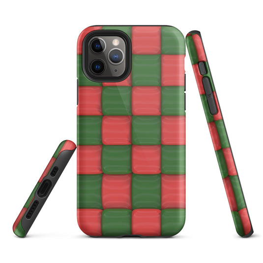 Red Green Chess Board Colorful Hardshell iPhone Case Double Layer Impact Resistant Tough 3D Wrap CREATIVETECH