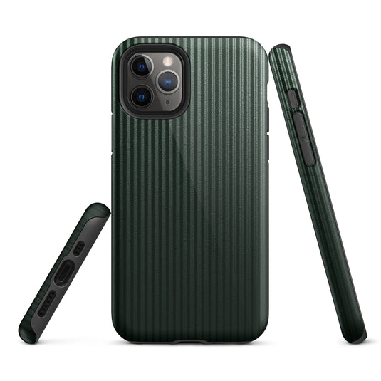 Dark Green Carbon Fiber Striped iPhone Case Hardshell 3D Wrap Thermal Plain Color CREATIVETECH