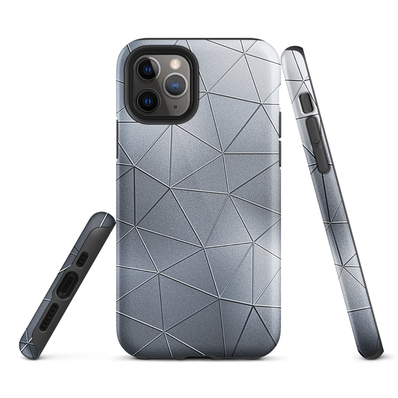Load image into Gallery viewer, Silver  Polygon Metal iPhone Case Hardshell 3D Wrap Thermal CREATIVETECH