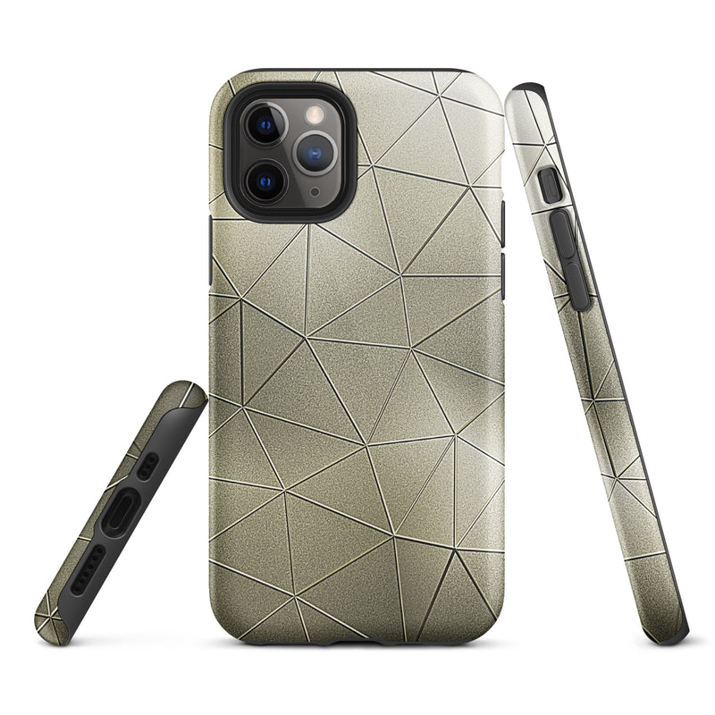 Load image into Gallery viewer, Golden Polygon Metal iPhone Case Hardshell 3D Wrap Thermal CREATIVETECH