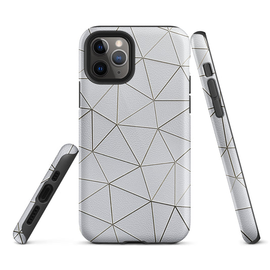 Golden Polygon White Leather iPhone Case Hardshell 3D Wrap Thermal CREATIVETECH