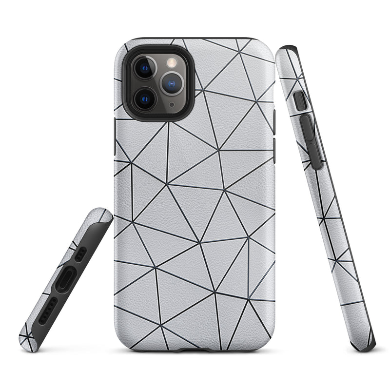Load image into Gallery viewer, Polygon Black White Leather iPhone Case Hardshell 3D Wrap Thermal CREATIVETECH