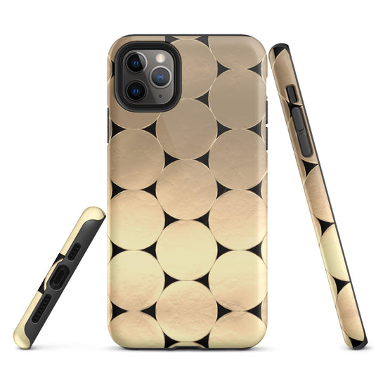 Golden Metal Oval iPhone Case Double Layer Impact Resistant Tough 3D Wrap Matte or Glossy Finish CREATIVETECH