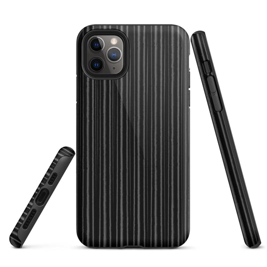 Black Ribbed Carbon Fiber iPhone Case Double Layer Impact Resistant Tough 3D Wrap Matte or Glossy Finish CREATIVETECH