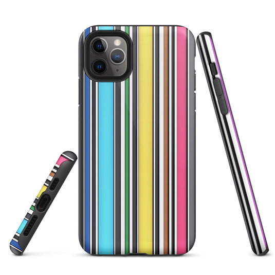 Rainbow Striped Colorful Hardshell iPhone Case Double Layer Impact Resistant Tough 3D Wrap Matte or Glossy Finish CREATIVETECH