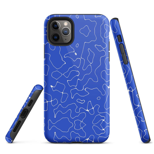 Abstract Organic Blue Hardshell iPhone Case Double Layer Impact Resistant Tough 3D Wrap Matte or Glossy Finish CREATIVETECH