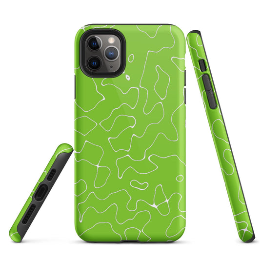 Organic Neon Green Colorful Hardshell iPhone Case Double Layer Impact Resistant Tough 3D Wrap Matte or Glossy Finish CREATIVETECH