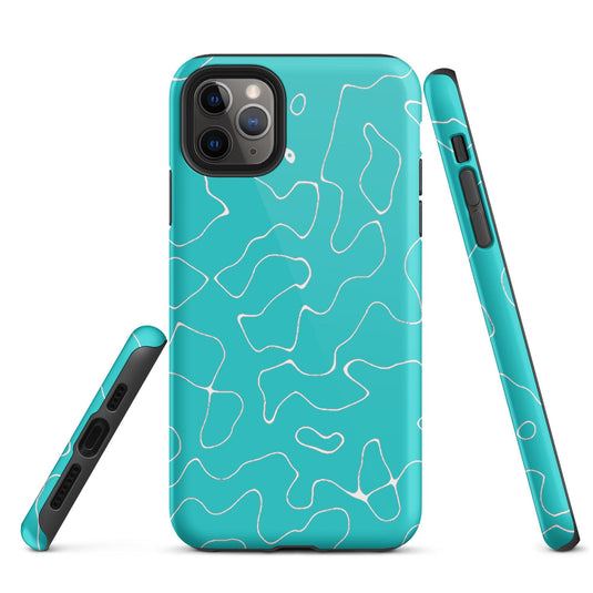 Abstract Organic Marine Blue Green Colorful Hardshell iPhone Case Double Layer Impact Resistant Tough 3D Wrap Matte or Glossy Finish CREATIVETECH