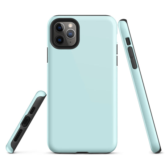 Light Cyan Blue iPhone Case Hardshell 3D Wrap Thermal Plain Color CREATIVETECH