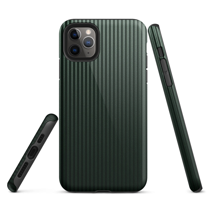 Load image into Gallery viewer, Dark Green Carbon Fiber Striped iPhone Case Hardshell 3D Wrap Thermal Plain Color CREATIVETECH