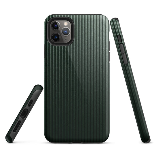 Dark Green Carbon Fiber Striped iPhone Case Hardshell 3D Wrap Thermal Plain Color CREATIVETECH