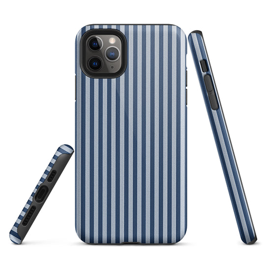 Blue White Textile Striped iPhone Case Hardshell 3D Wrap Thermal Plain Color CREATIVETECH