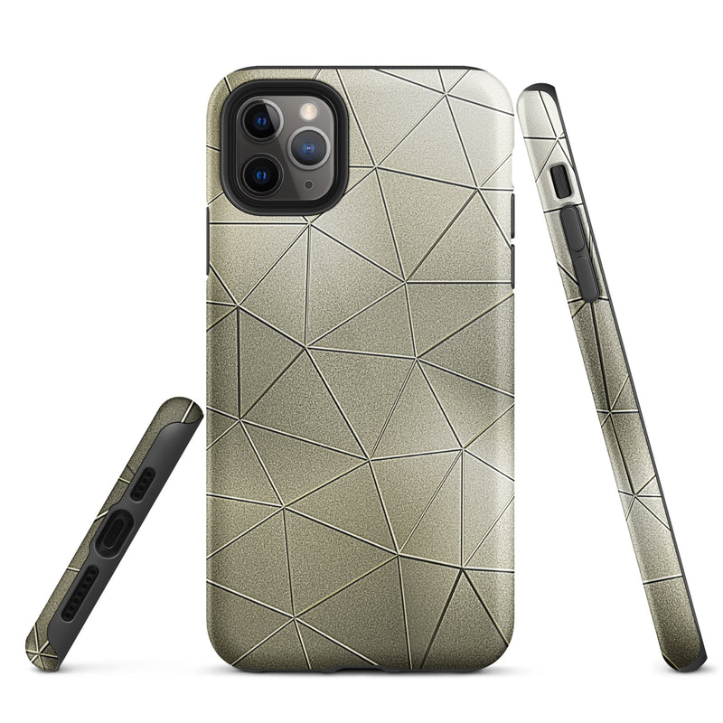 Load image into Gallery viewer, Golden Polygon Metal iPhone Case Hardshell 3D Wrap Thermal CREATIVETECH