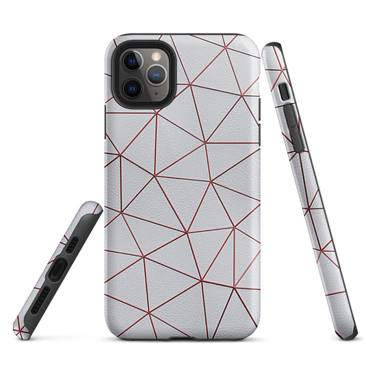Polygon White Red Leather iPhone Case Hardshell 3D Wrap Thermal CREATIVETECH