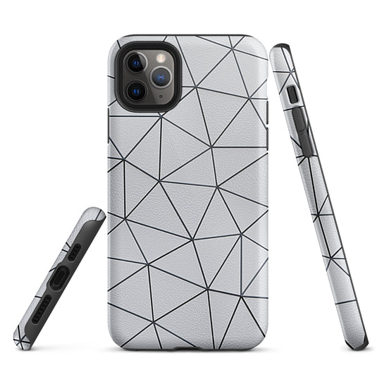 Polygon Black White Leather iPhone Case Hardshell 3D Wrap Thermal CREATIVETECH