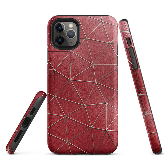Golden Polygon Red Leather iPhone Case Hardshell 3D Wrap Thermal CREATIVETECH