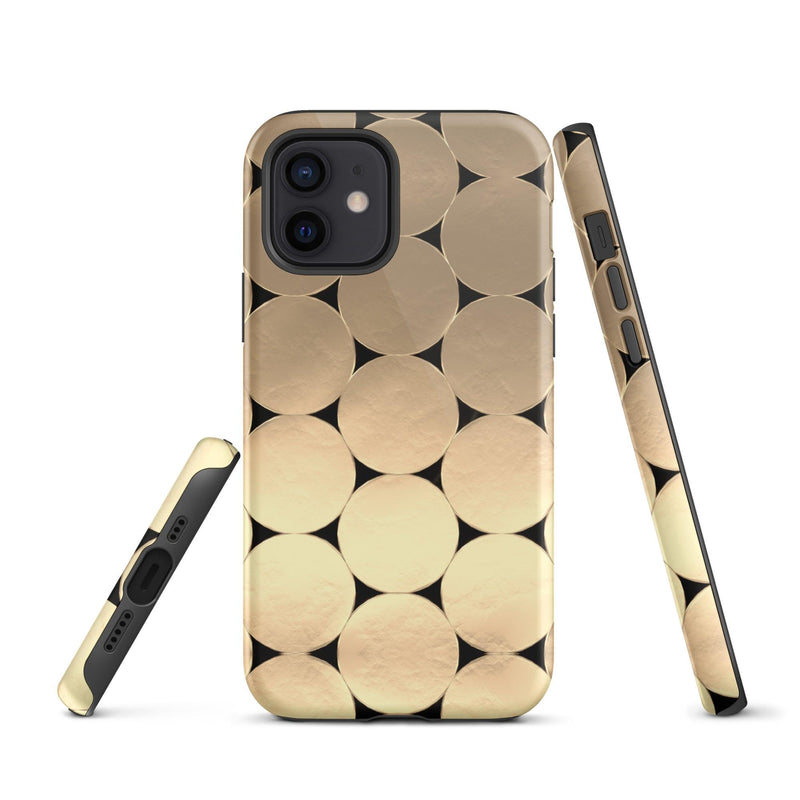 Load image into Gallery viewer, Golden Metal Oval iPhone Case Double Layer Impact Resistant Tough 3D Wrap Matte or Glossy Finish CREATIVETECH