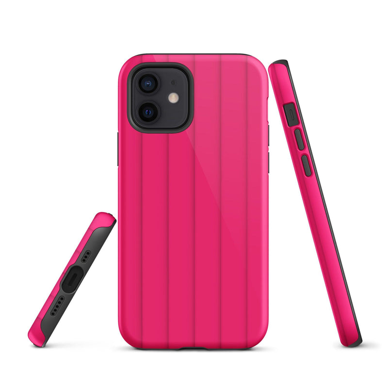 Load image into Gallery viewer, Berry Red Pink Ribbed Colorful iPhone Case Double Layer Impact Resistant Tough 3D Wrap Matte or Glossy Finish CREATIVETECH