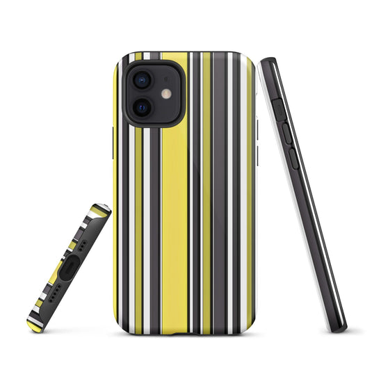 Yellow Black White Ribbed Colorful iPhone Case Double Layer Impact Resistant Tough 3D Wrap Matte or Glossy Finish CREATIVETECH