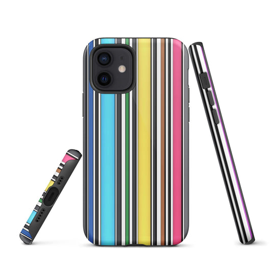 Rainbow Striped Colorful Hardshell iPhone Case Double Layer Impact Resistant Tough 3D Wrap Matte or Glossy Finish CREATIVETECH