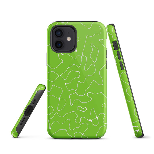 Organic Neon Green Colorful Hardshell iPhone Case Double Layer Impact Resistant Tough 3D Wrap Matte or Glossy Finish CREATIVETECH