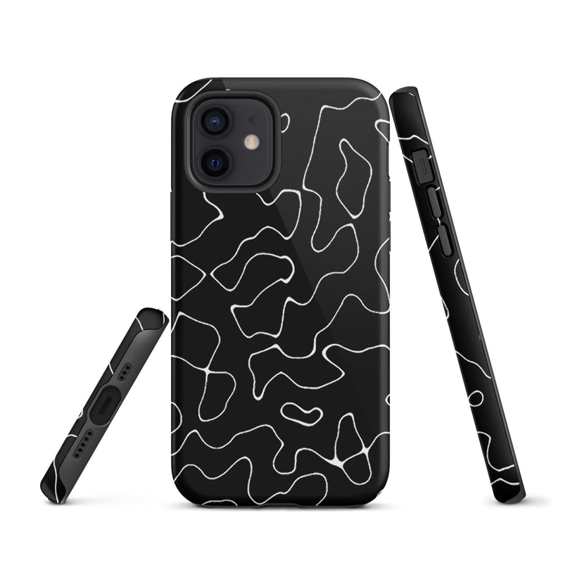 Load image into Gallery viewer, Organic Black White Colorful Hardshell iPhone Case Double Layer Impact Resistant Tough 3D Wrap Matte or Glossy Finish CREATIVETECH