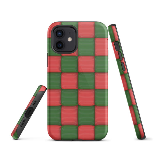 Red Green Chess Board Colorful Hardshell iPhone Case Double Layer Impact Resistant Tough 3D Wrap CREATIVETECH