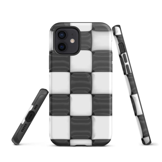 Classic Black White Chess Board Colorful Hardshell iPhone Case Double Layer Impact Resistant Tough 3D Wrap CREATIVETECH