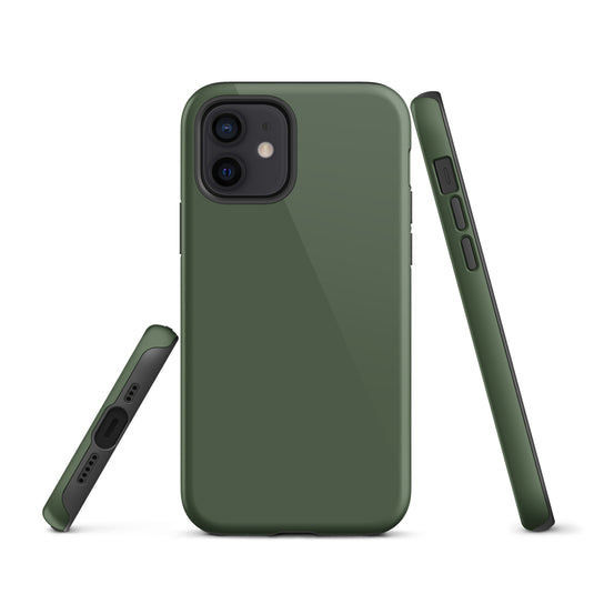 Deep Sage Green iPhone Case Hardshell 3D Wrap Thermal Plain Color CREATIVETECH