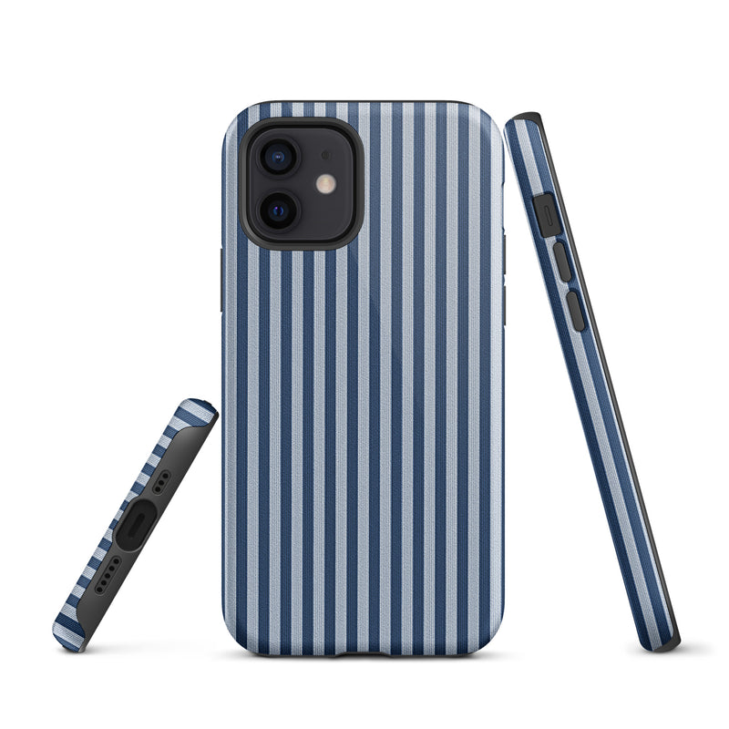 Load image into Gallery viewer, Blue White Textile Striped iPhone Case Hardshell 3D Wrap Thermal Plain Color CREATIVETECH