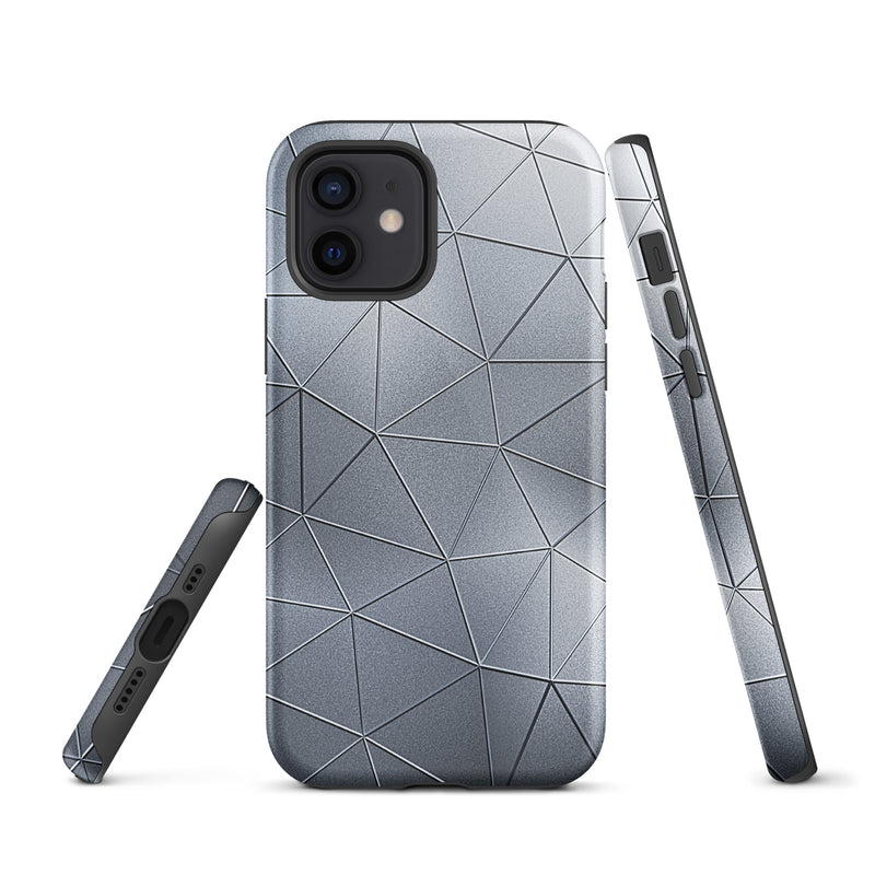 Load image into Gallery viewer, Silver  Polygon Metal iPhone Case Hardshell 3D Wrap Thermal CREATIVETECH