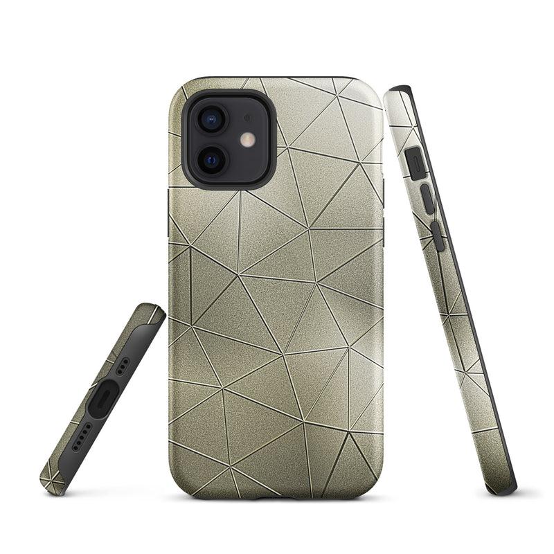 Load image into Gallery viewer, Golden Polygon Metal iPhone Case Hardshell 3D Wrap Thermal CREATIVETECH