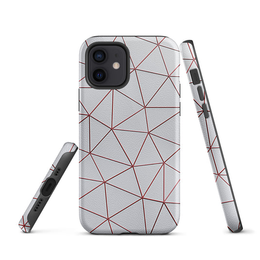 Polygon White Red Leather iPhone Case Hardshell 3D Wrap Thermal CREATIVETECH