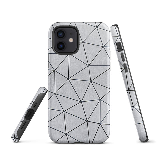 Polygon Black White Leather iPhone Case Hardshell 3D Wrap Thermal CREATIVETECH