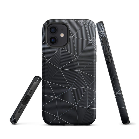 Silver Polygon Black Fiber Striped iPhone Case Hardshell 3D Wrap Thermal CREATIVETECH