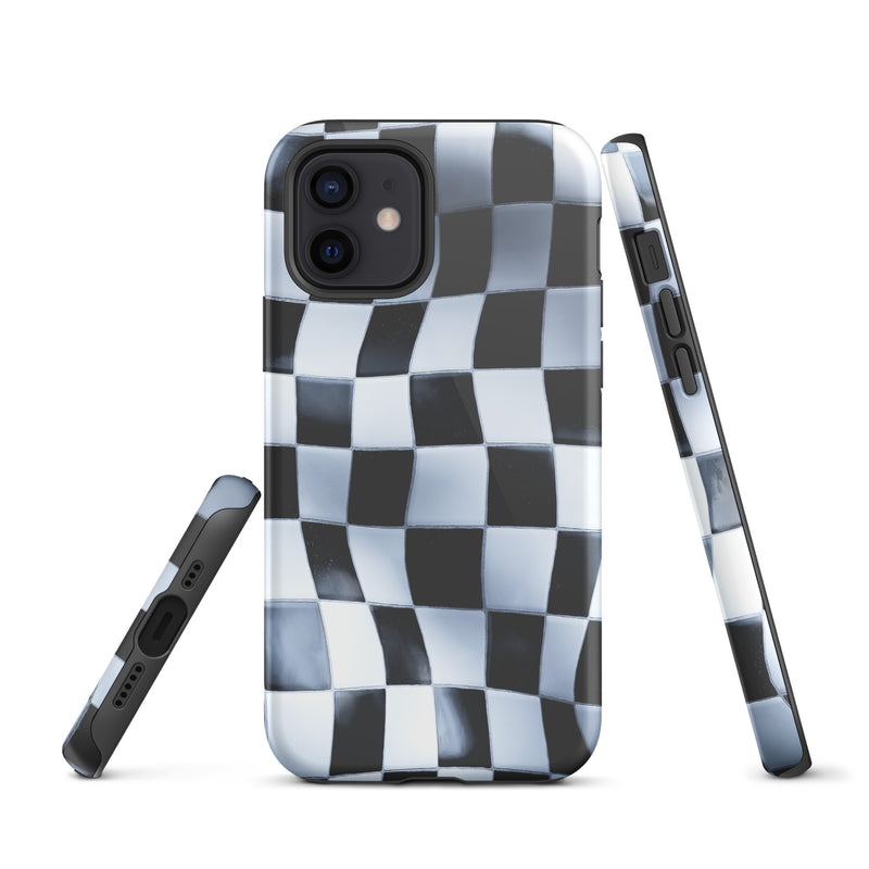 Load image into Gallery viewer, Wavy Chess Wall iPhone Case Hardshell 3D Wrap Thermal CREATIVETECH