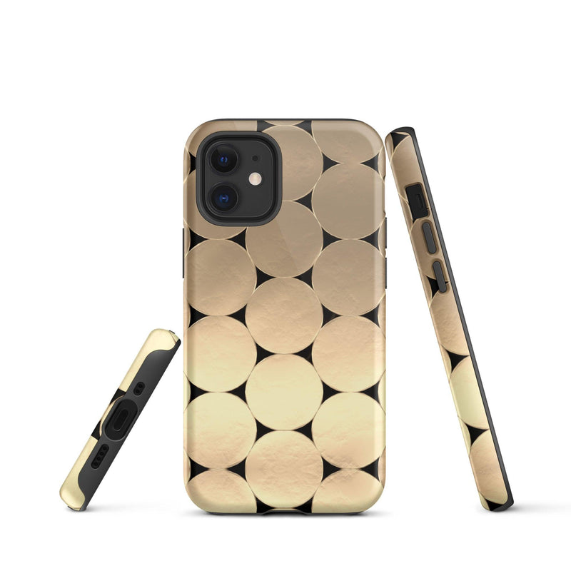 Load image into Gallery viewer, Golden Metal Oval iPhone Case Double Layer Impact Resistant Tough 3D Wrap Matte or Glossy Finish CREATIVETECH