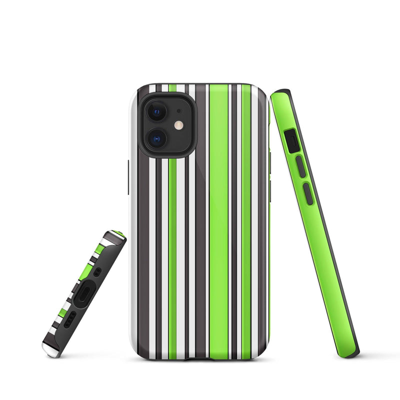 Load image into Gallery viewer, Green White Colorful iPhone Case Double Layer Impact Resistant Tough 3D Wrap Matte or Glossy Finish CREATIVETECH
