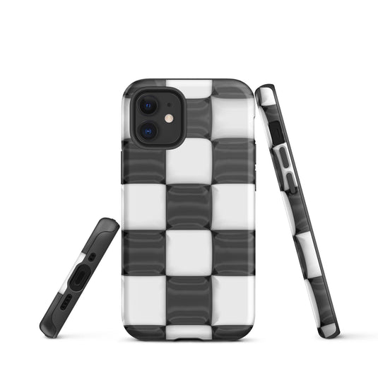 Classic Black White Chess Board Colorful Hardshell iPhone Case Double Layer Impact Resistant Tough 3D Wrap CREATIVETECH
