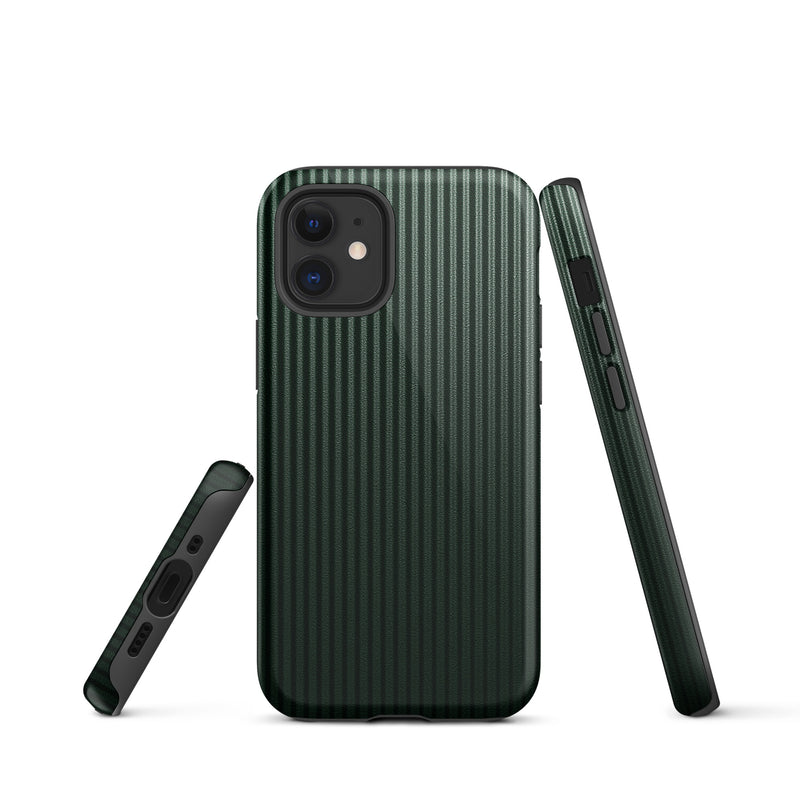 Load image into Gallery viewer, Dark Green Carbon Fiber Striped iPhone Case Hardshell 3D Wrap Thermal Plain Color CREATIVETECH
