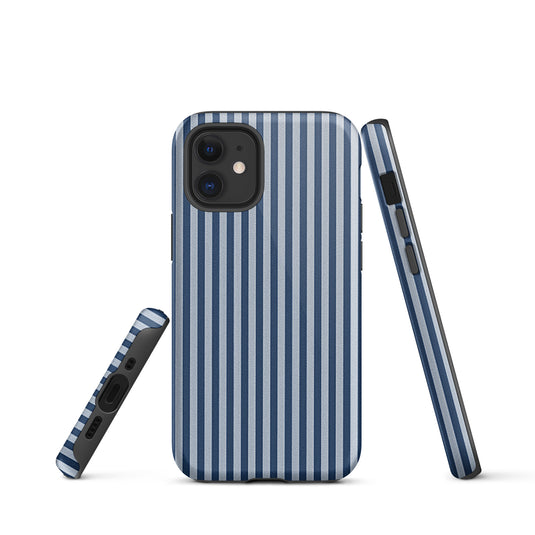 Blue White Textile Striped iPhone Case Hardshell 3D Wrap Thermal Plain Color CREATIVETECH