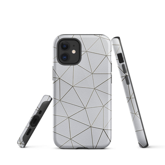 Golden Polygon White Leather iPhone Case Hardshell 3D Wrap Thermal CREATIVETECH